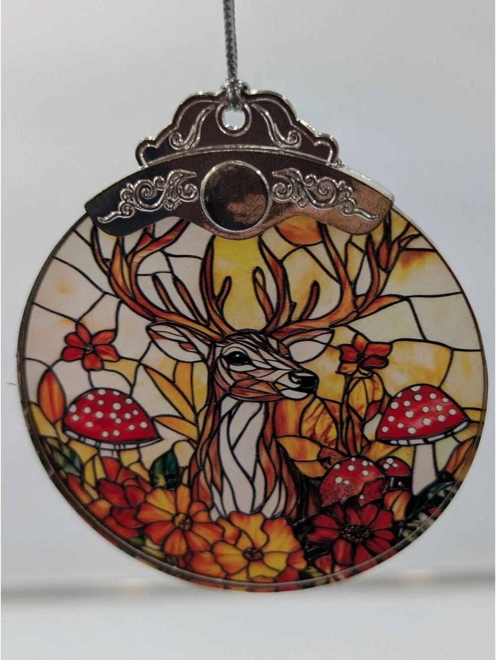 Set of 3 Fall Acrylic Stained Glass Effect Window Suncatchers Deer Pumpkin...